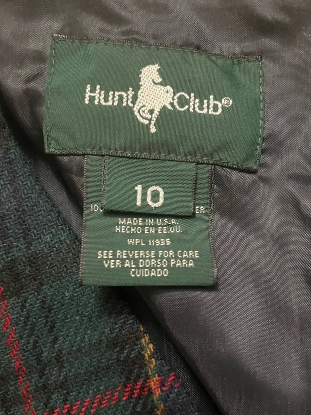 Vintage Hunt Club Wool Plaid Vest Women Size 10 Green Tartan Button Front USA - Picture 7 of 7